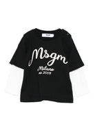 T-shirt per neonato MSGM Kids nera con stampa logo F5MSNBTH297 110 MSGM KIDS 
