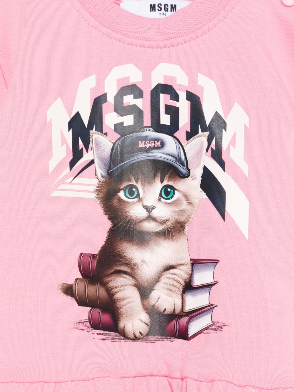 Abito per neonata MSGM Kids rosa con stampa di gatto F5MSNGDR289 MS038 MSGM KIDS 
