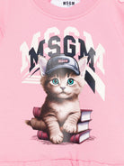 Abito per neonata MSGM Kids rosa con stampa di gatto F5MSNGDR289 MS038 MSGM KIDS 