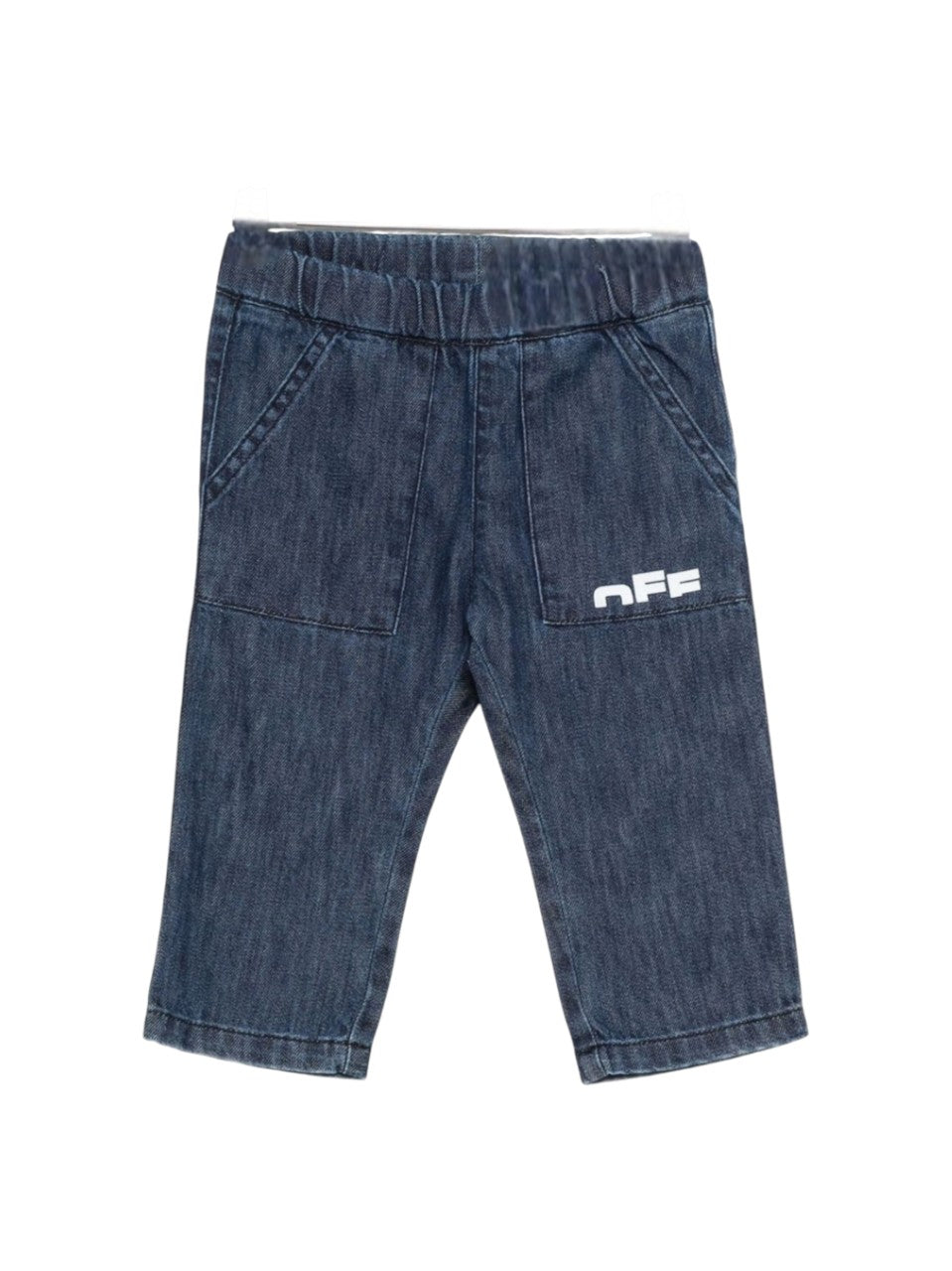 Jeans per neonato Off-White Kids in denim con elastico in vita OBAX001F25DEN001 3401 OFF WHITE KIDS 