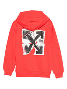 Felpa per bambino Off-White Kids rossa con stampa grafica OBBB001F25FLE003 2501 OFF WHITE KIDS 