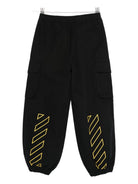 Pantaloni per bambino Off-White Kids neri con tasche cargo OBCF007F25FAB001 1018 OFF WHITE KIDS 
