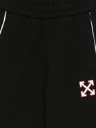 Pantaloni per bambina Off-White Kids neri con righe laterali bianche OBCJ007F25FLE001 1001 OFF WHITE KIDS 