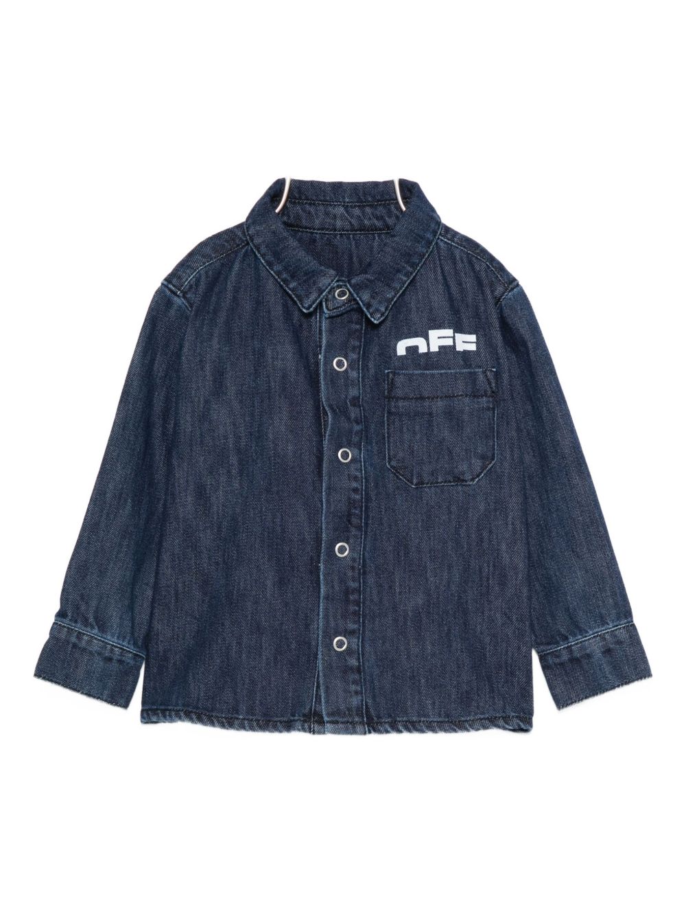 Camicie per neonato Off-White Kids denim con logo stampato e tasca sul petto OBDX001F25DEN001 3401 OFF WHITE KIDS 
