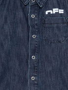 Camicie per neonato Off-White Kids denim con logo stampato e tasca sul petto OBDX001F25DEN001 3401 OFF WHITE KIDS 