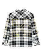 Camicia per bambino Off-White Kids bianco e nero con motivo a quadri OBGA001F25FAB001 1018 OFF WHITE KIDS 