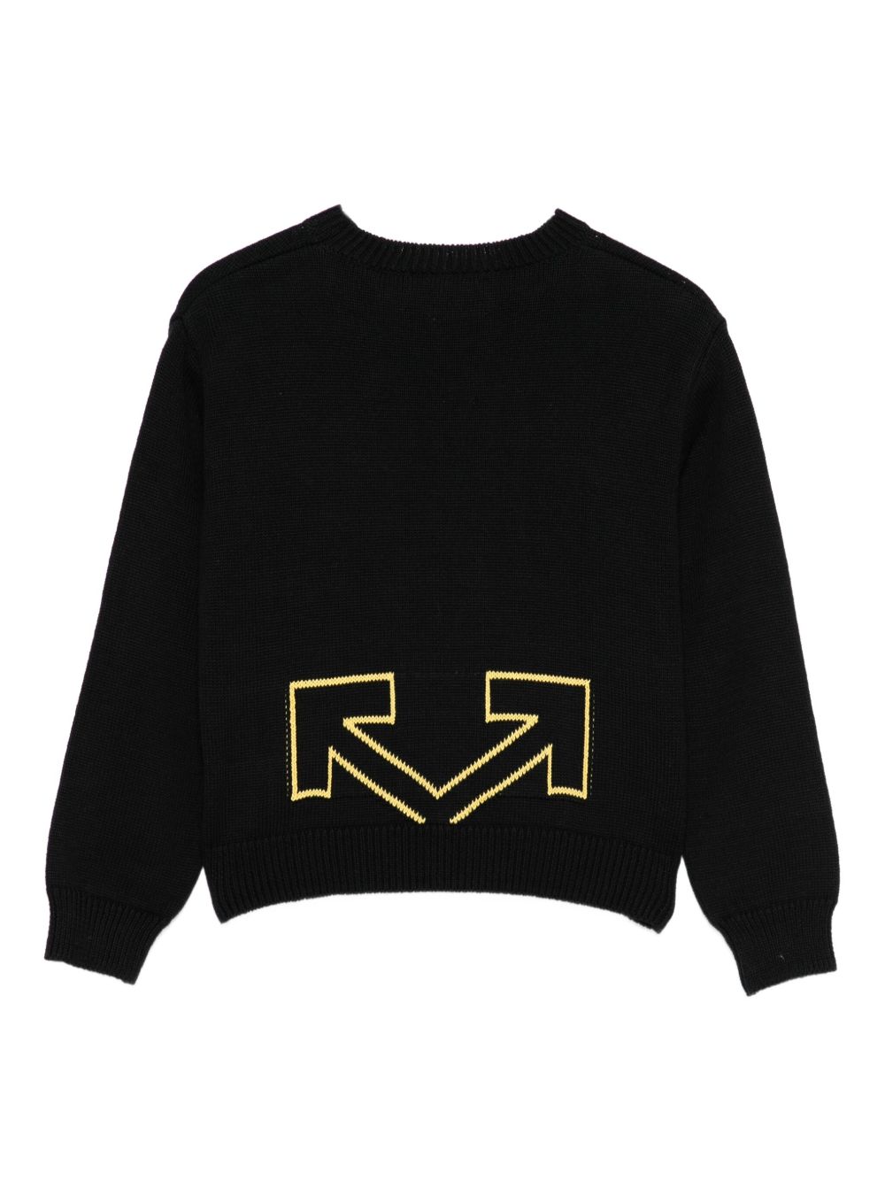 Maglione per bambino Off-White nero con logo ricamato e orlo a coste OBHE001F25KNI003 1018 OFF WHITE KIDS 