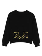 Maglione per bambino Off-White nero con logo ricamato e orlo a coste OBHE001F25KNI003 1018 OFF WHITE KIDS 