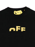 Maglione per bambino Off-White nero con logo ricamato e orlo a coste OBHE001F25KNI003 1018 OFF WHITE KIDS 