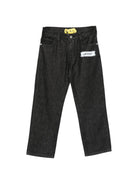 Jeans per bambino Off-White Kids nero in denim con toppa con logo OBYA005F25DEN001 1001 OFF WHITE KIDS 