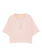 T-shirt per bambina Off-White Kids rosa con logo OGAA019F25JER002 3B07 OFF WHITE KIDS 