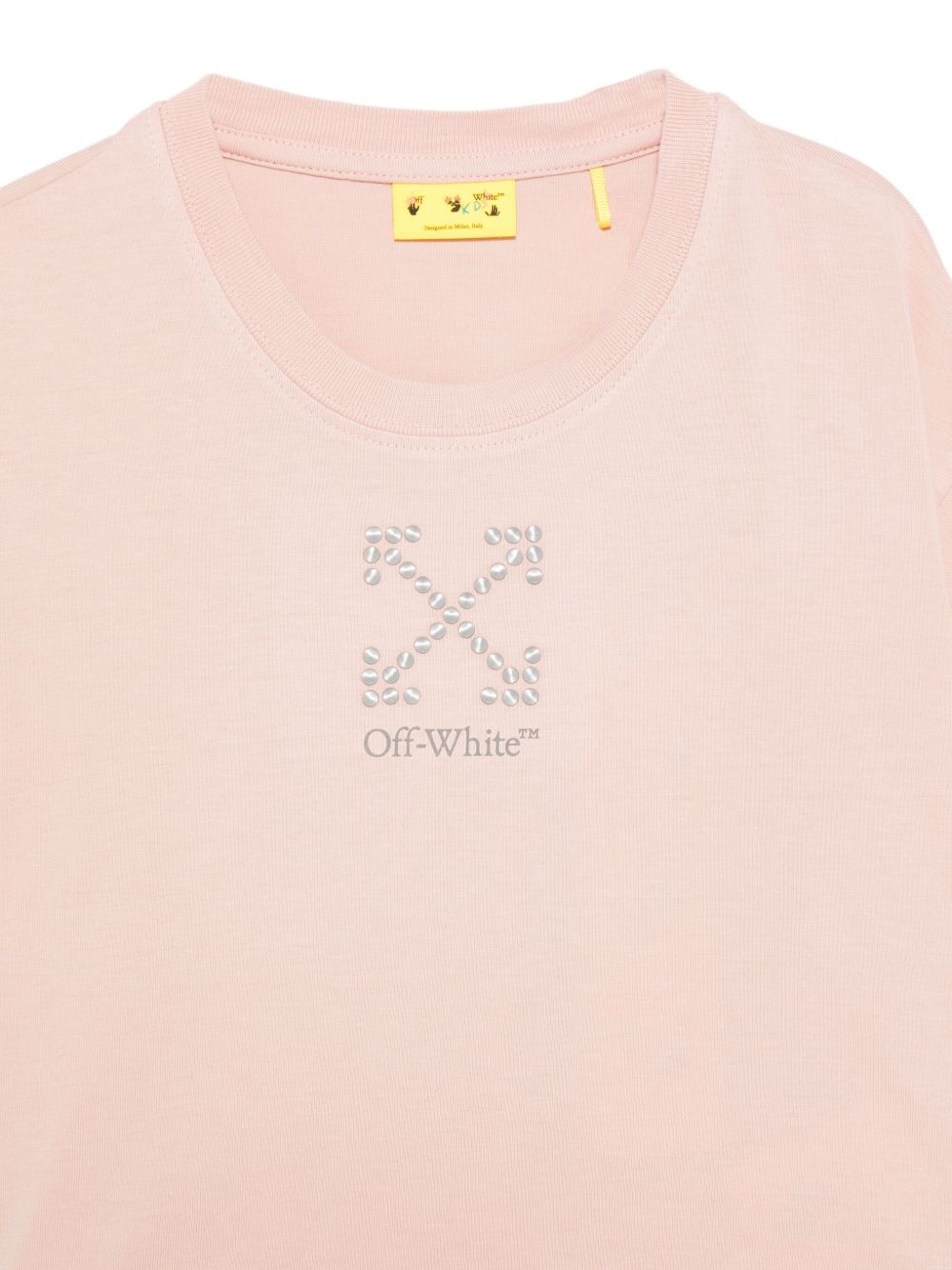 T-shirt per bambina Off-White Kids rosa con logo OGAA019F25JER002 3B07 OFF WHITE KIDS 