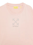 T-shirt per bambina Off-White Kids rosa con logo OGAA019F25JER002 3B07 OFF WHITE KIDS 