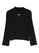 T-shirt per bambina Off-White Kids nera con collo a lupetto OGAB00AF25JER001 1001 OFF WHITE KIDS 
