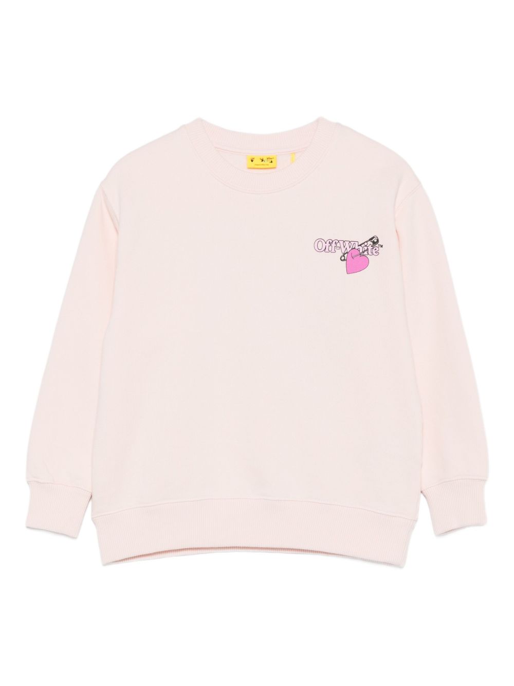 Felpa per bambina Off-White Kids rosa con grafica e orlo a coste OGBA001F25FLE003 3C32 OFF WHITE KIDS 