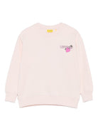 Felpa per bambina Off-White Kids rosa con grafica e orlo a coste OGBA001F25FLE003 3C32 OFF WHITE KIDS 