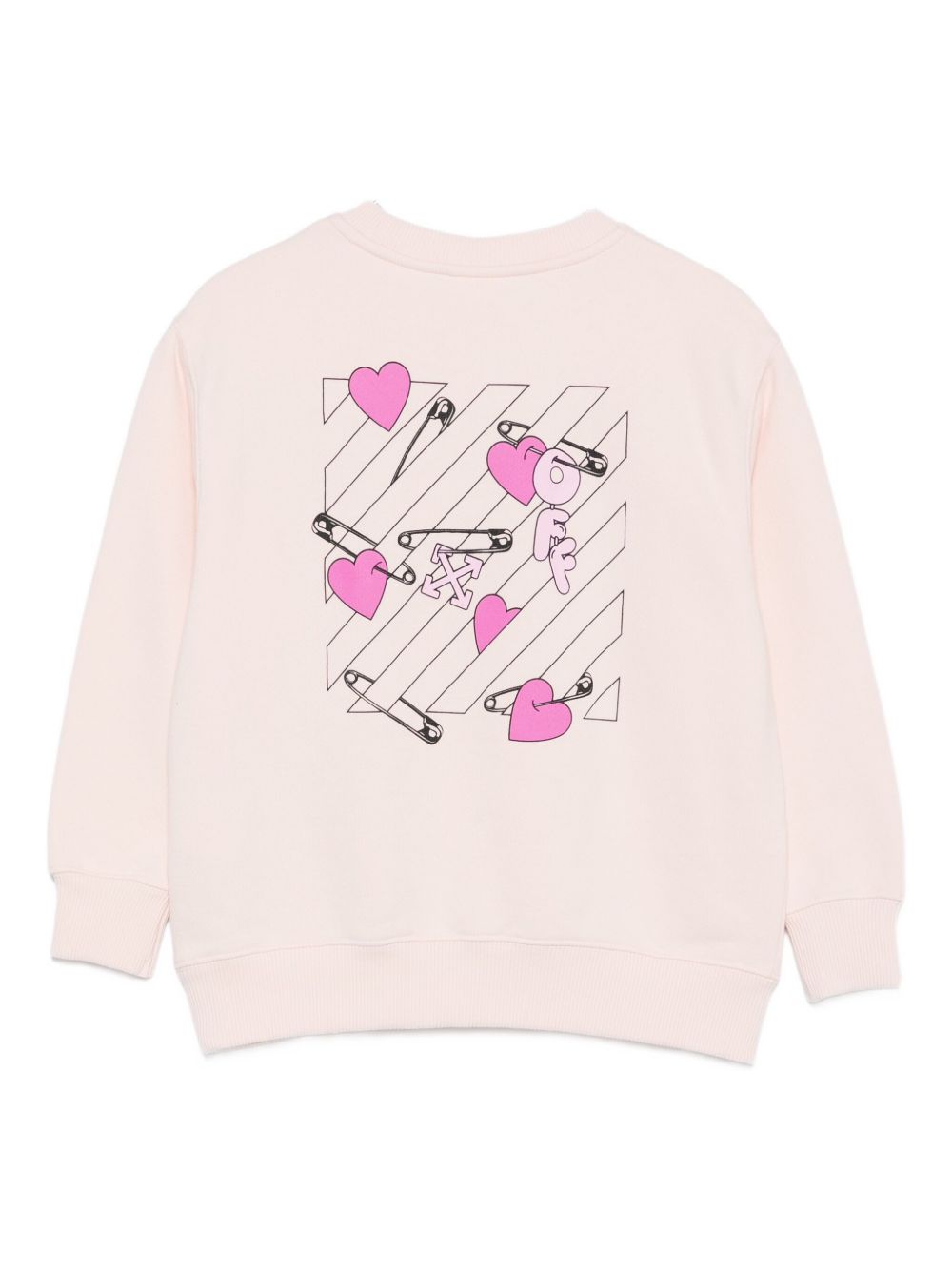 Felpa per bambina Off-White Kids rosa con grafica e orlo a coste OGBA001F25FLE003 3C32 OFF WHITE KIDS 