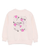 Felpa per bambina Off-White Kids rosa con grafica e orlo a coste OGBA001F25FLE003 3C32 OFF WHITE KIDS 