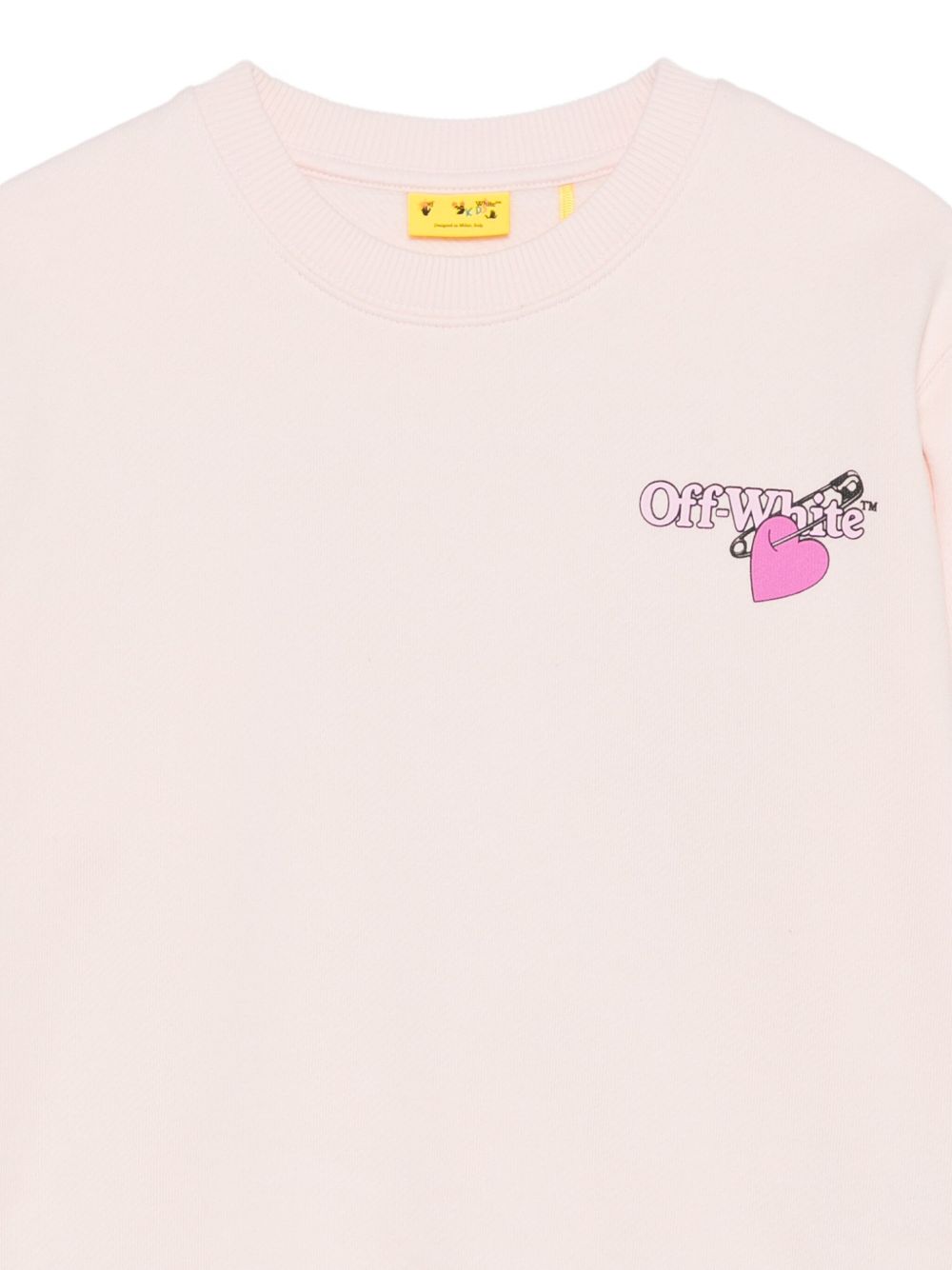 Felpa per bambina Off-White Kids rosa con grafica e orlo a coste OGBA001F25FLE003 3C32 OFF WHITE KIDS 
