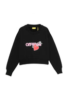 Felpa per bambina Off-White Kids nero con logo sul davanti OGBA013F25FLE001 1025 OFF WHITE KIDS 