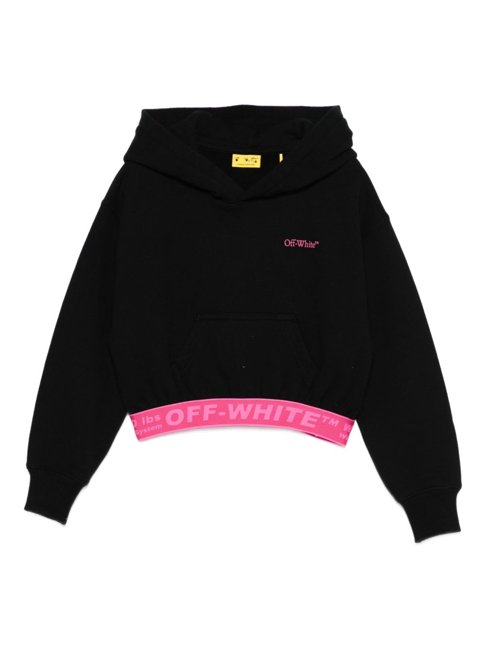 Felpa per bambina Off-White Kids nera con cappuccio e ricamo con logo OGBB005F25FLE001 1032 OFF WHITE KIDS 