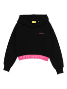 Felpa per bambina Off-White Kids nera con cappuccio e ricamo con logo OGBB005F25FLE001 1032 OFF WHITE KIDS 