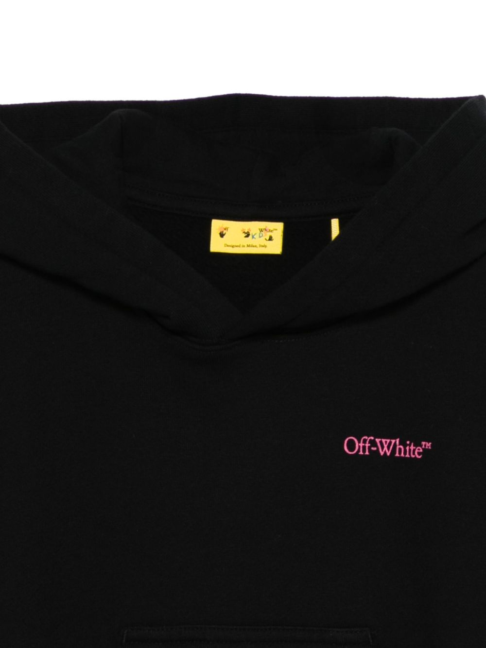 Felpa per bambina Off-White Kids nera con cappuccio e ricamo con logo OGBB005F25FLE001 1032 OFF WHITE KIDS 