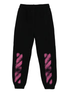 Pantaloni sportivi per bambina Off-White Kids neri con stampa effetto vernice spray OGCH001F25FLE001 1032 OFF WHITE KIDS 
