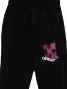 Pantaloni sportivi per bambina Off-White Kids neri con stampa effetto vernice spray OGCH001F25FLE001 1032 OFF WHITE KIDS 