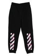 Pantaloni da tuta per bambina Off-White Kids neri con stampa del logo OGCH001F25FLE002 1032 OFF WHITE KIDS 