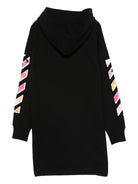 Abito per bambina Off-White Kids nero con stampa logo sul davanti OGDF003F25FLE001 1084 OFF WHITE KIDS 