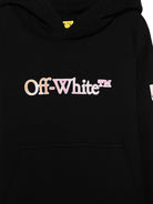 Abito per bambina Off-White Kids nero con stampa logo sul davanti OGDF003F25FLE001 1084 OFF WHITE KIDS 