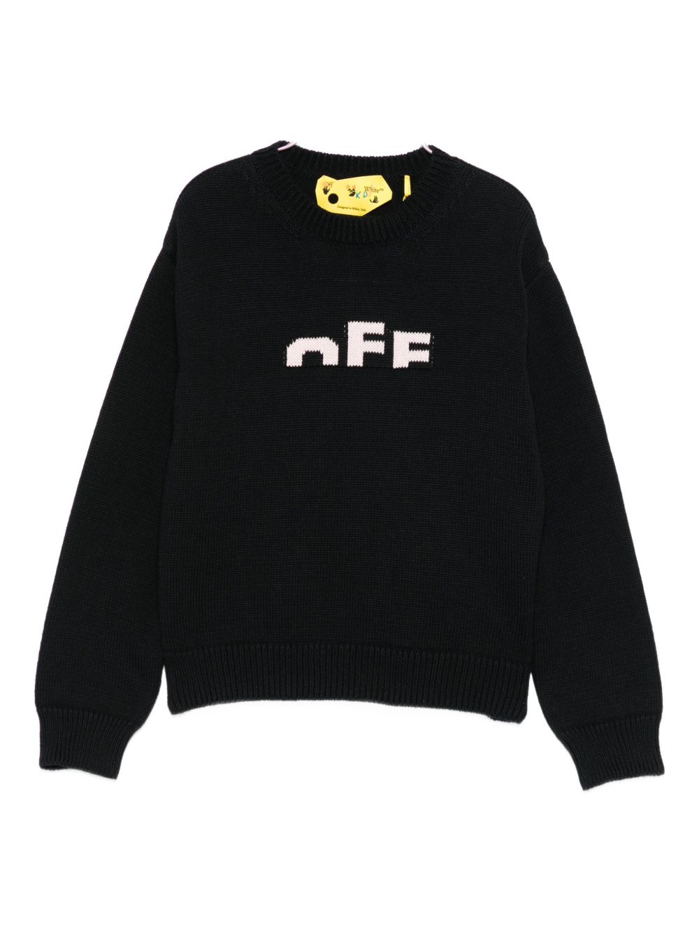 Maglione per bambina Off-White Kids nero con dettaglio logo OGHE002F25KNI001 103C OFF WHITE KIDS 