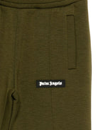 Pantaloni sportivi per bambino Palm Angels Kids verdi con applicazione con logo PBCH017F25FLE001 5603 PALM ANGELS KIDS 