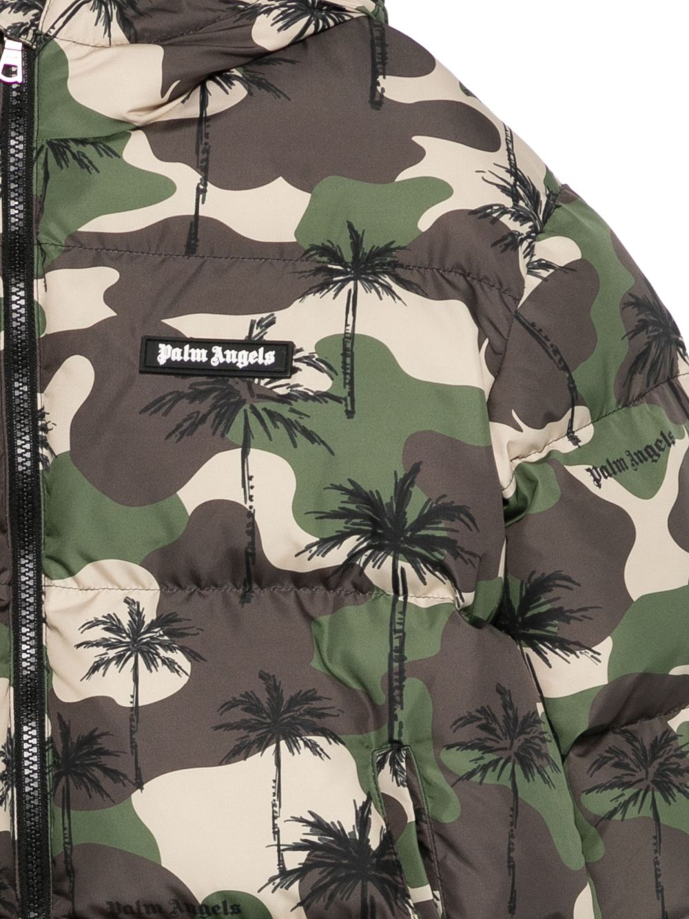 Piumino per bambino Palm Angels Kids verde con stampa camouflage PBEJ005F25FAB001 8403 PALM ANGELS KIDS 