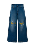Jeans per bambina Palm Angels Kids in denim effetto vissuto con logo PBYB007F25DEN001 4416 PALM ANGELS KIDS 