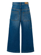 Jeans per bambina Palm Angels Kids in denim effetto vissuto con logo PBYB007F25DEN001 4416 PALM ANGELS KIDS 