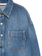 Camicia per bambino Palm Angels Kids in denim con ricamo con logo PBYD006F25DEN001 4416 PALM ANGELS KIDS 