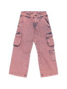Jeans per bambina Palm Angels Kids rosa con tasche cargo PGYB002F25DEN001 3045 PALM ANGELS KIDS 