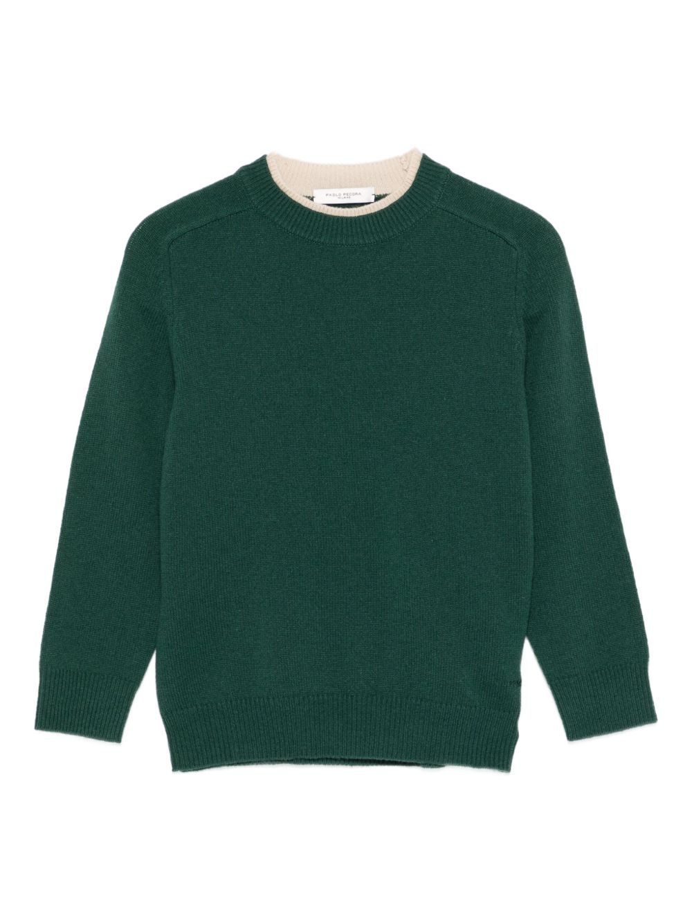 Maglione per bambino Paolo Pecora Kids verde con collo a contrasto PP4083 FORESTA PAOLO PECORA KIDS 