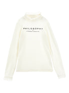 T-shirt per bambina Philosophy Di Lorenzo Serafini Kids bianca con finitura in pizzo I1F619 6212 P001 PHILOSOPHY KIDS 