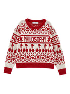 Maglione per bambina Philosophy di Lorenzo Serafini Kids rosso con motivo a ciligie I9F602 6066 P143 PHILOSOPHY KIDS 