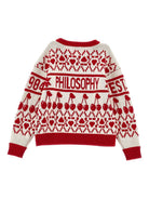 Maglione per bambina Philosophy di Lorenzo Serafini Kids rosso con motivo a ciligie I9F602 6066 P143 PHILOSOPHY KIDS 