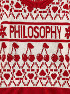 Maglione per bambina Philosophy di Lorenzo Serafini Kids rosso con motivo a ciligie I9F602 6066 P143 PHILOSOPHY KIDS 