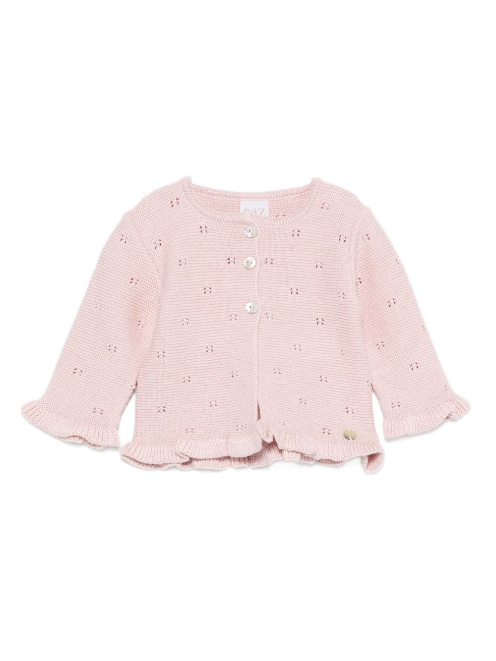 Cardigan per neonata Paz Rodríguez rosa con modello con occhielli 001-123031 32 H94 PaZ RODRIGUEZ KIDS 