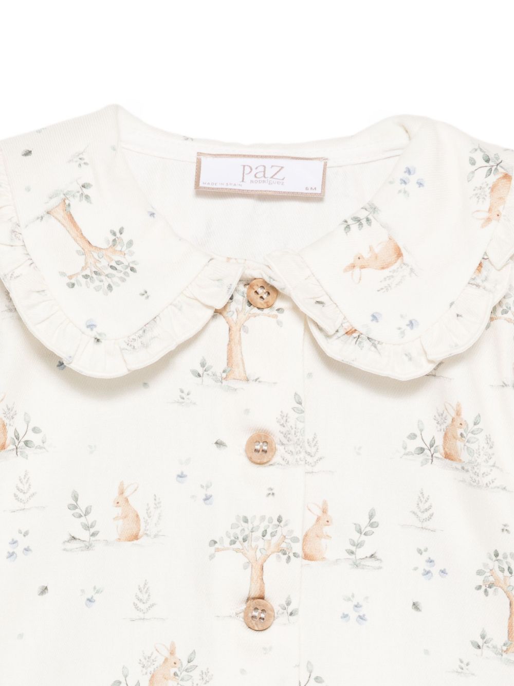 Camicia per neonata Paz Rodríguez bianca con stampa coniglio 006-152983 17 T2038 PaZ RODRIGUEZ KIDS 