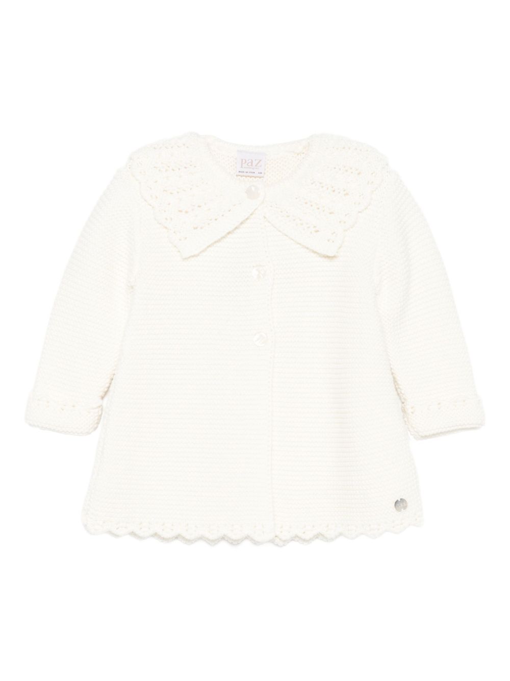 Cardigan per neonata Paz Rodríguez beige con orlo smerlato 009-123100 60 H94 PaZ RODRIGUEZ KIDS 