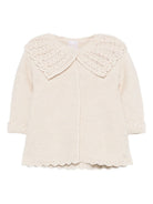 Cardigan per neonata Paz Rodríguez beige con colletto all'uncinetto 009-123100 73 H94 PaZ RODRIGUEZ KIDS 