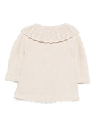 Cardigan per neonata Paz Rodríguez beige con colletto all'uncinetto 009-123100 73 H94 PaZ RODRIGUEZ KIDS 