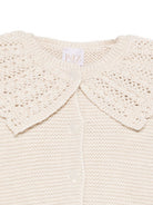Cardigan per neonata Paz Rodríguez beige con colletto all'uncinetto 009-123100 73 H94 PaZ RODRIGUEZ KIDS 